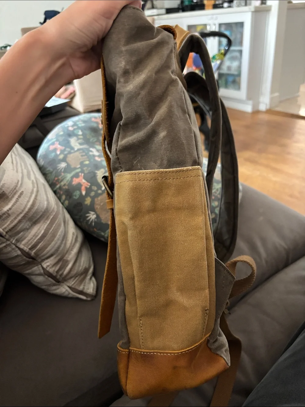 Canvas & Leather Rucksack Backpack in Brown and tan vintage *like* James Leather